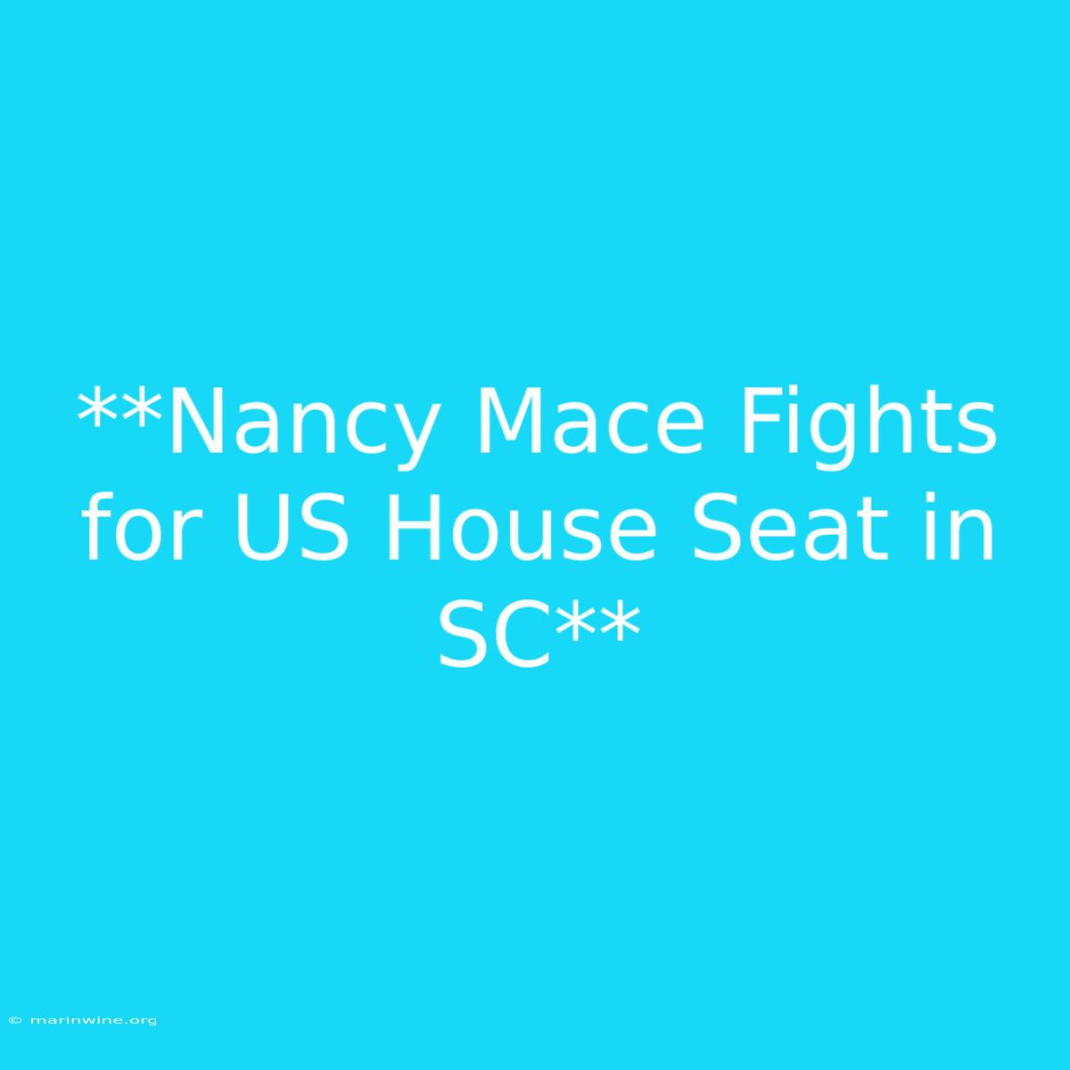 **Nancy Mace Fights For US House Seat In SC**