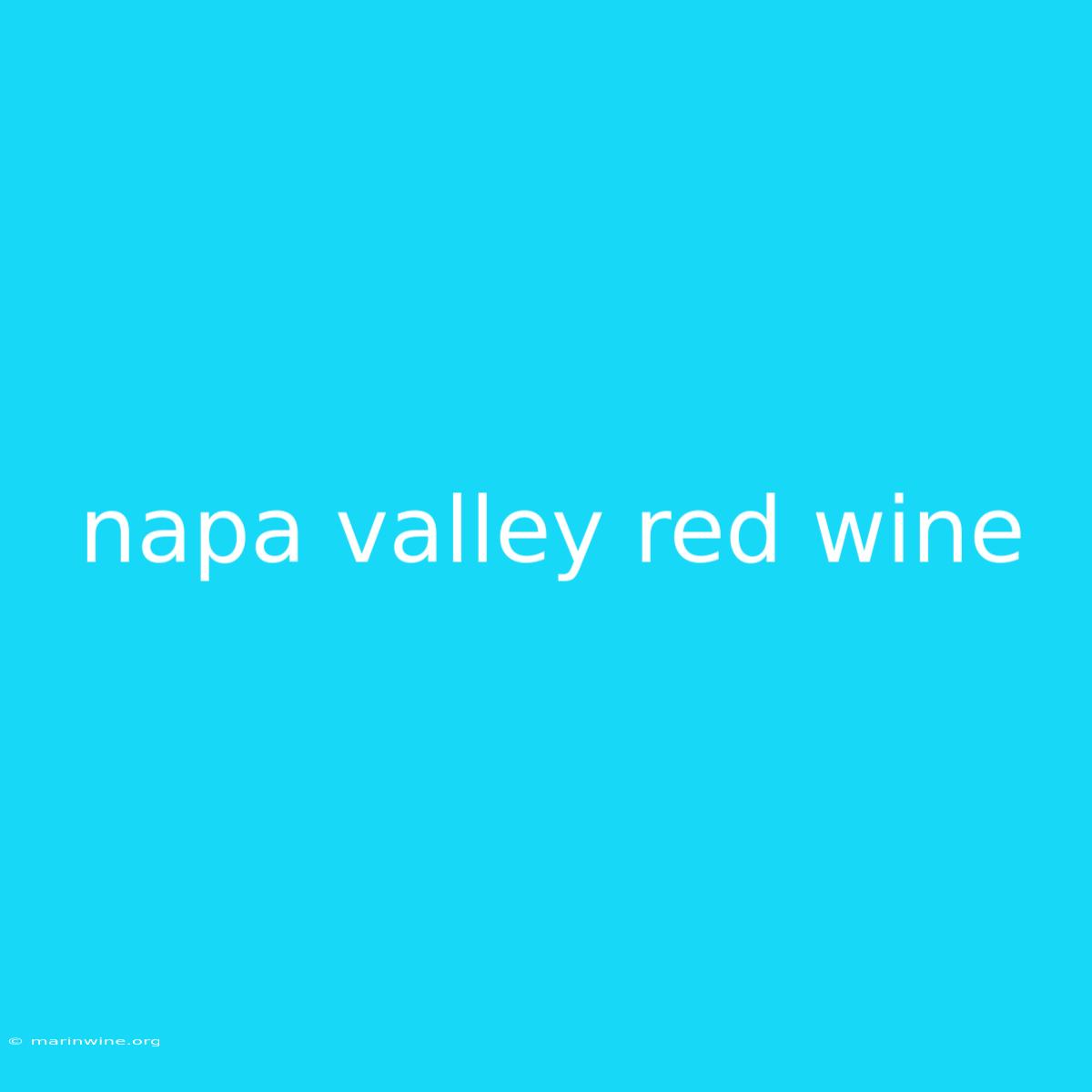 Napa Valley Red Wine