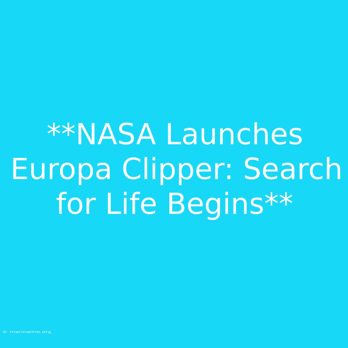 **NASA Launches Europa Clipper: Search For Life Begins**