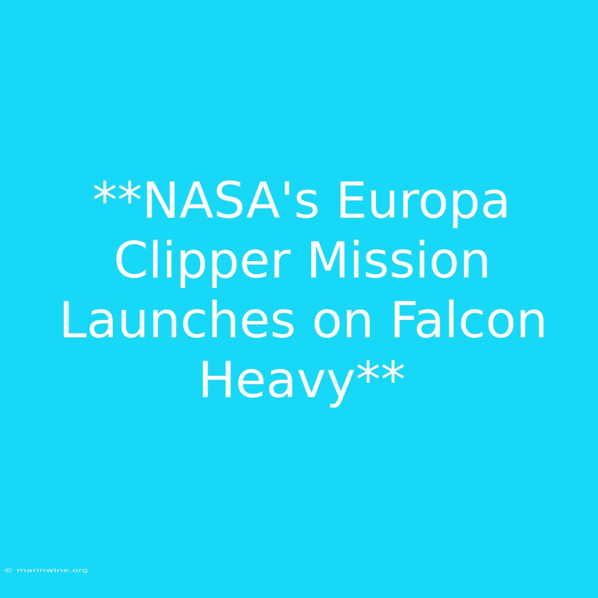 **NASA's Europa Clipper Mission Launches On Falcon Heavy**