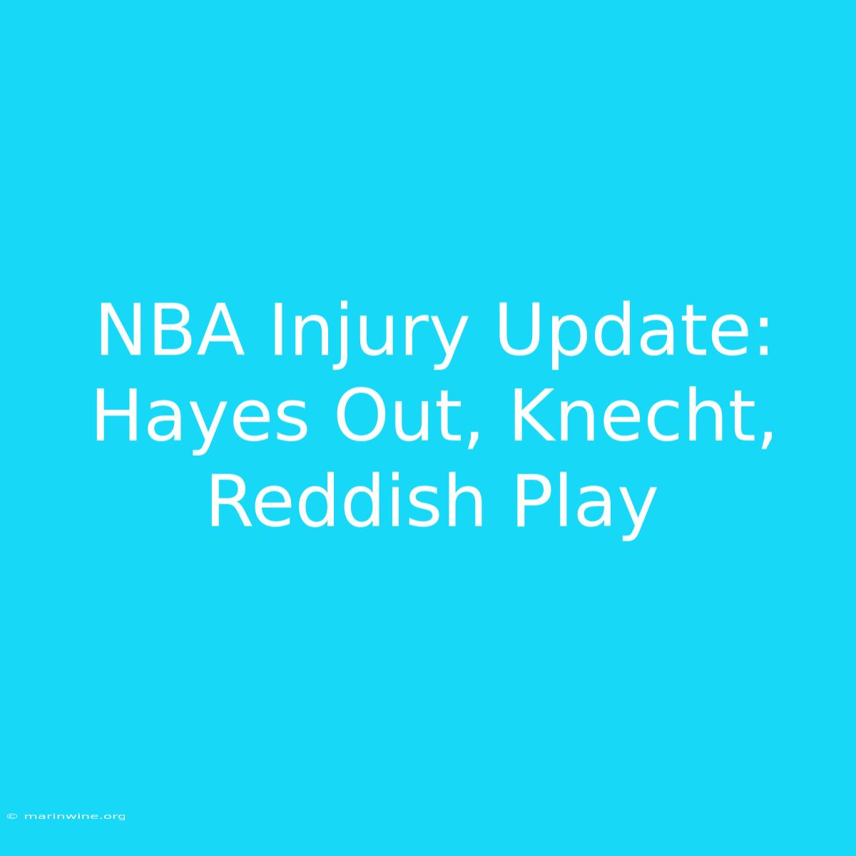 NBA Injury Update: Hayes Out, Knecht, Reddish Play