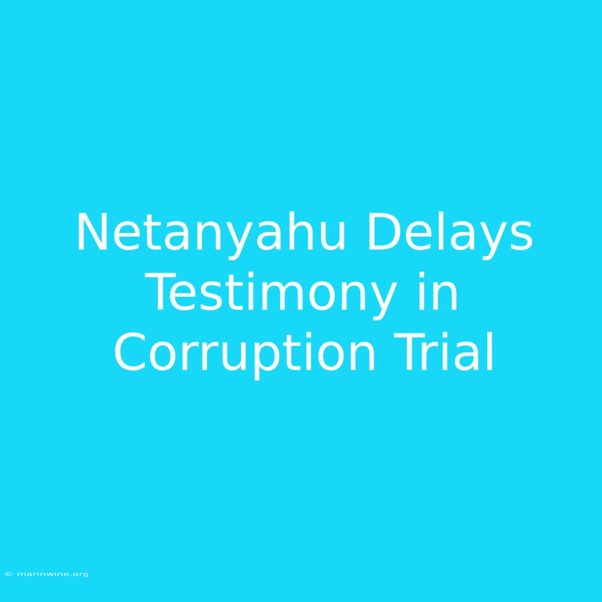 Netanyahu Delays Testimony In Corruption Trial