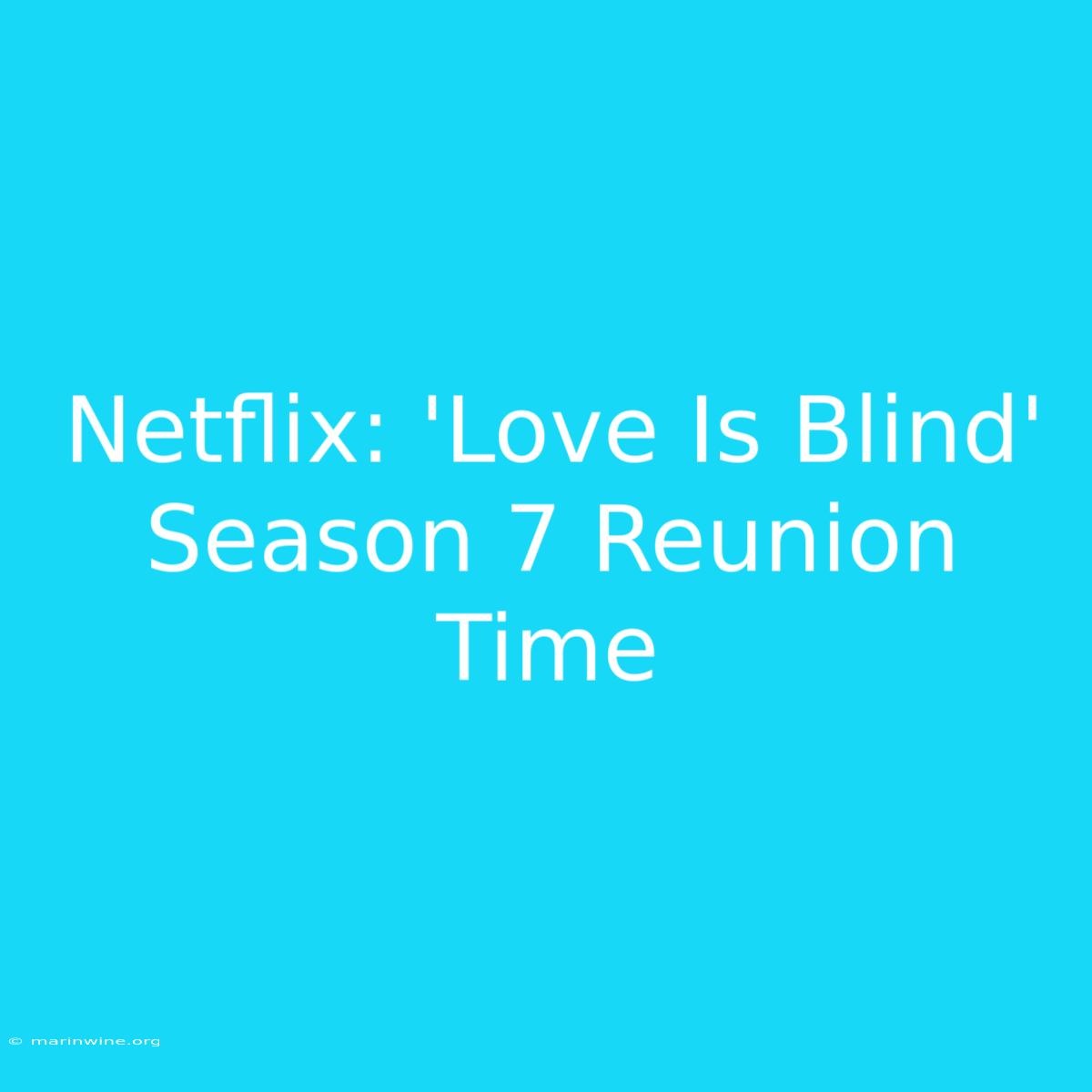 Netflix: 'Love Is Blind' Season 7 Reunion Time