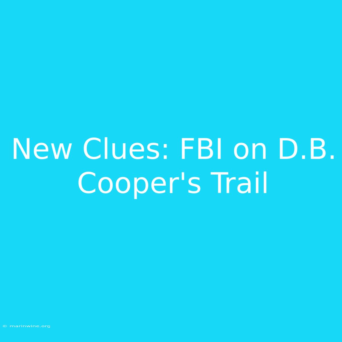 New Clues: FBI On D.B. Cooper's Trail