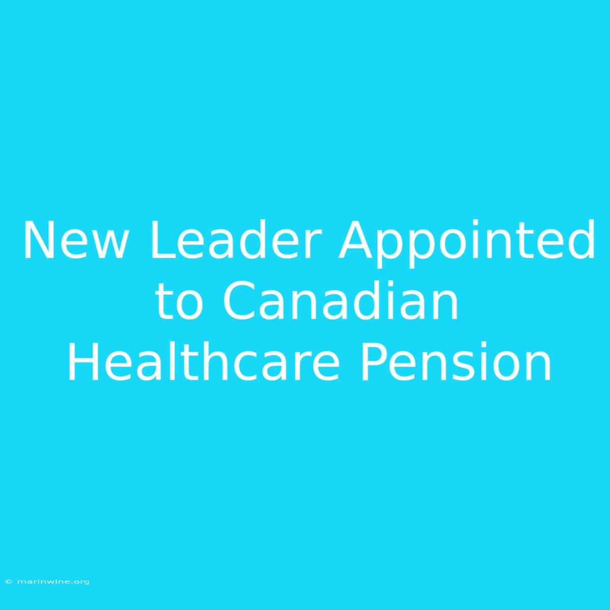 New Leader Appointed To Canadian Healthcare Pension