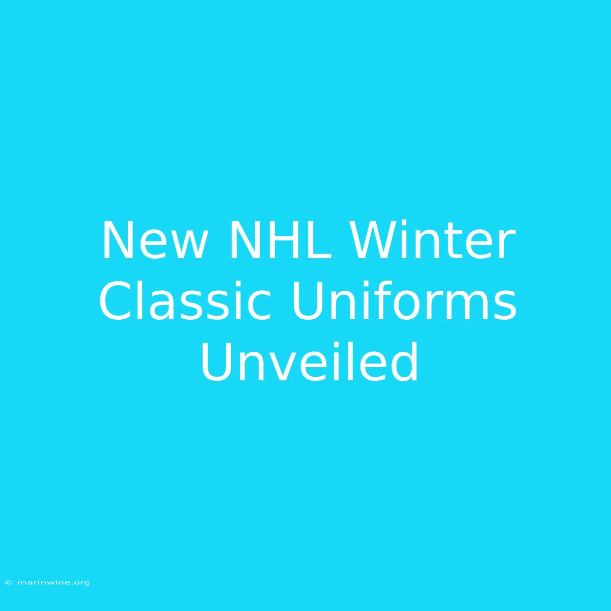 New NHL Winter Classic Uniforms Unveiled