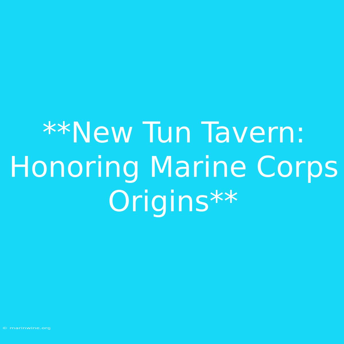 **New Tun Tavern: Honoring Marine Corps Origins** 