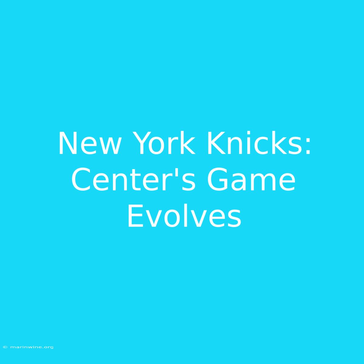 New York Knicks: Center's Game Evolves 