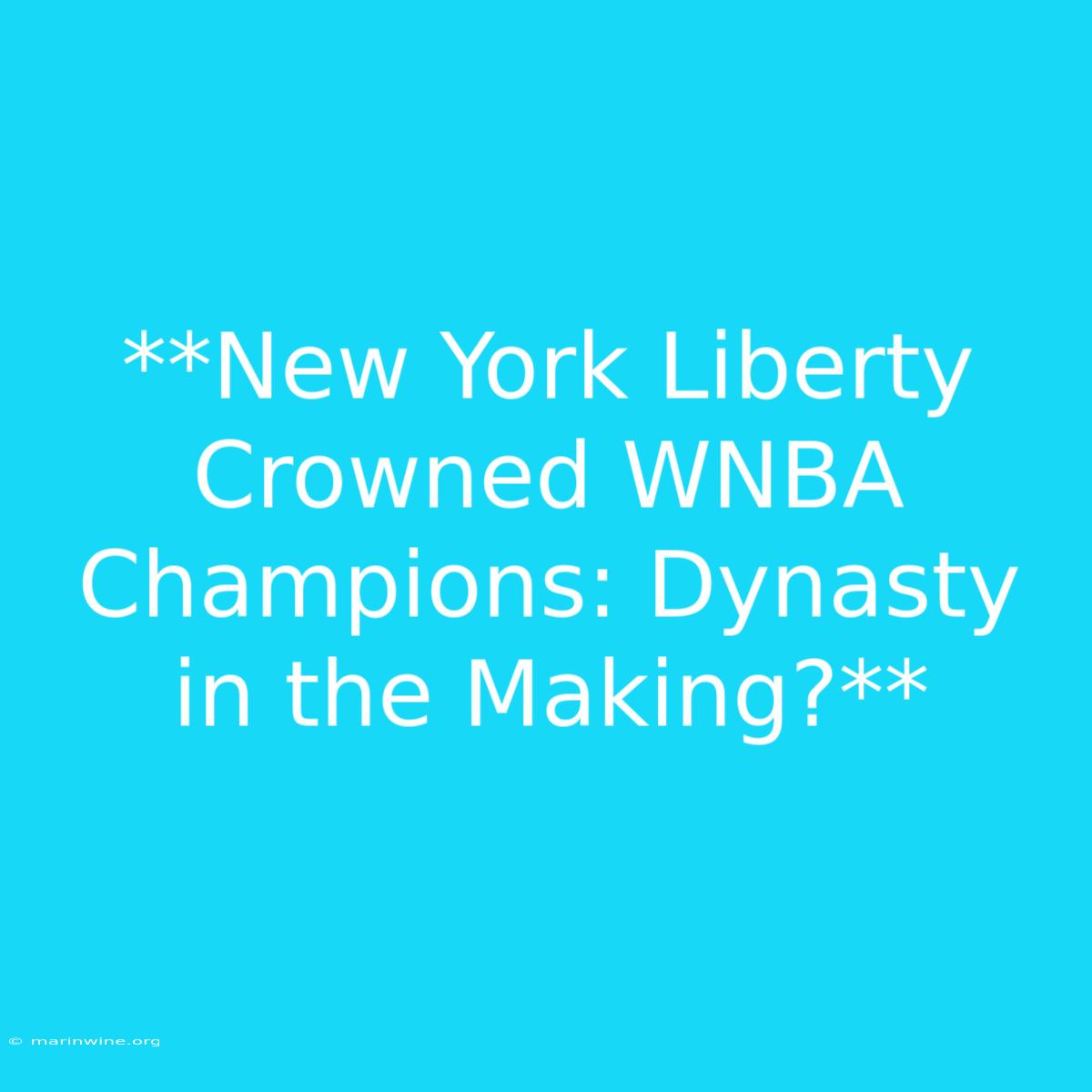 **New York Liberty Crowned WNBA Champions: Dynasty In The Making?**