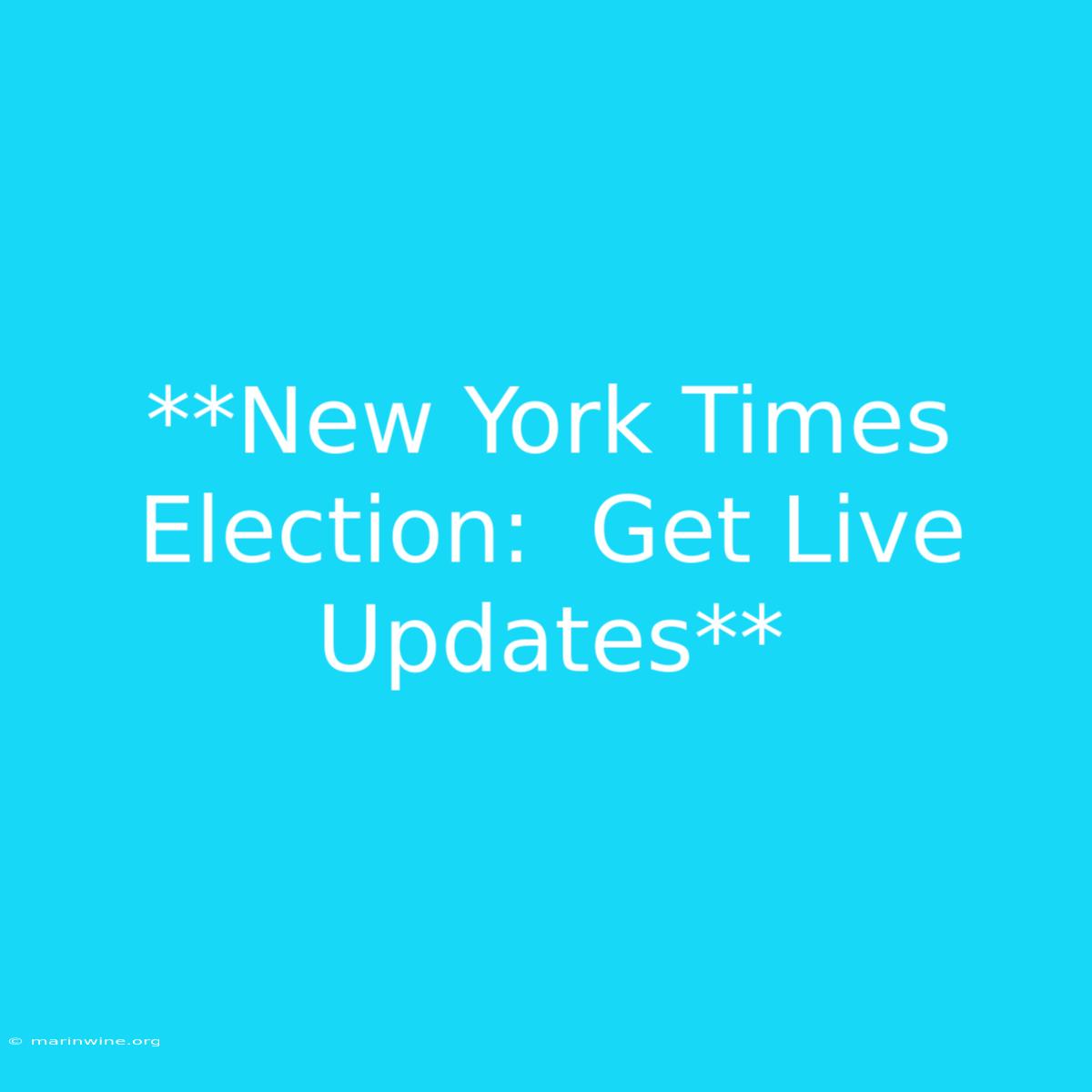 **New York Times Election:  Get Live Updates** 