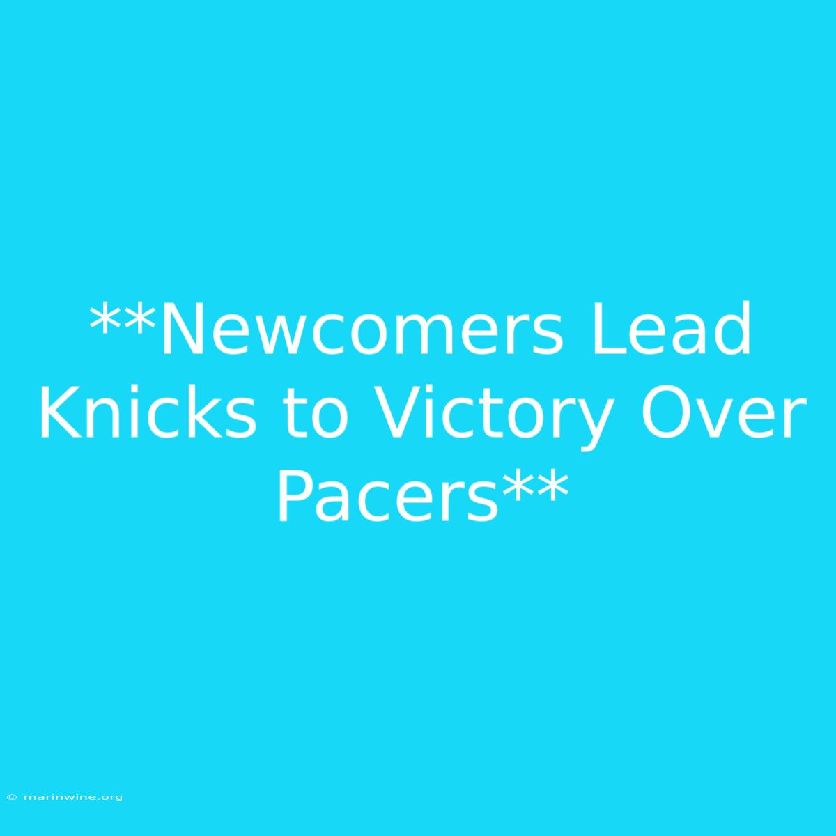 **Newcomers Lead Knicks To Victory Over Pacers**