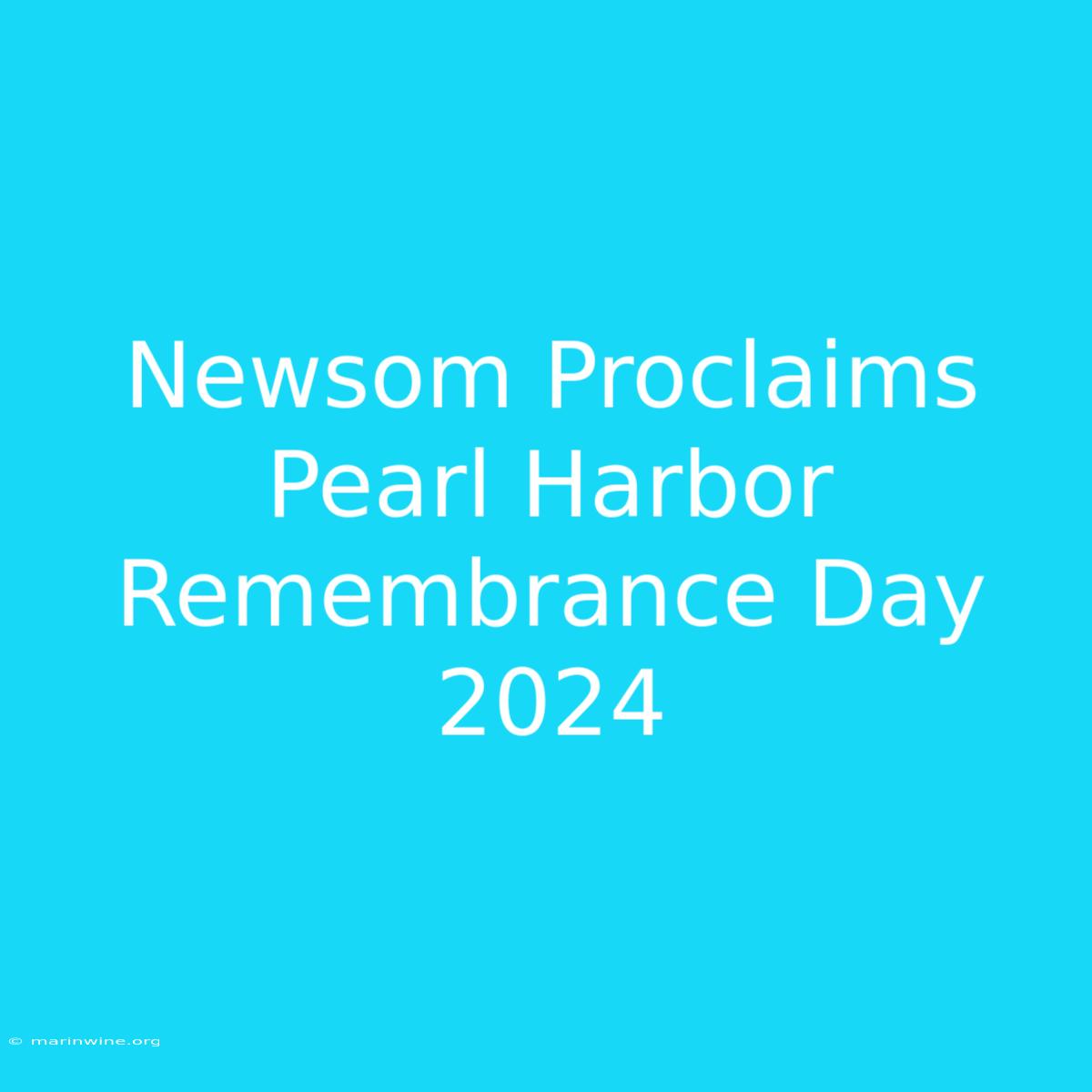 Newsom Proclaims Pearl Harbor Remembrance Day 2024