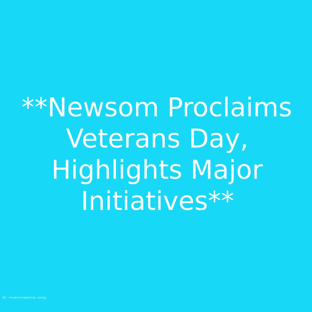 **Newsom Proclaims Veterans Day, Highlights Major Initiatives**