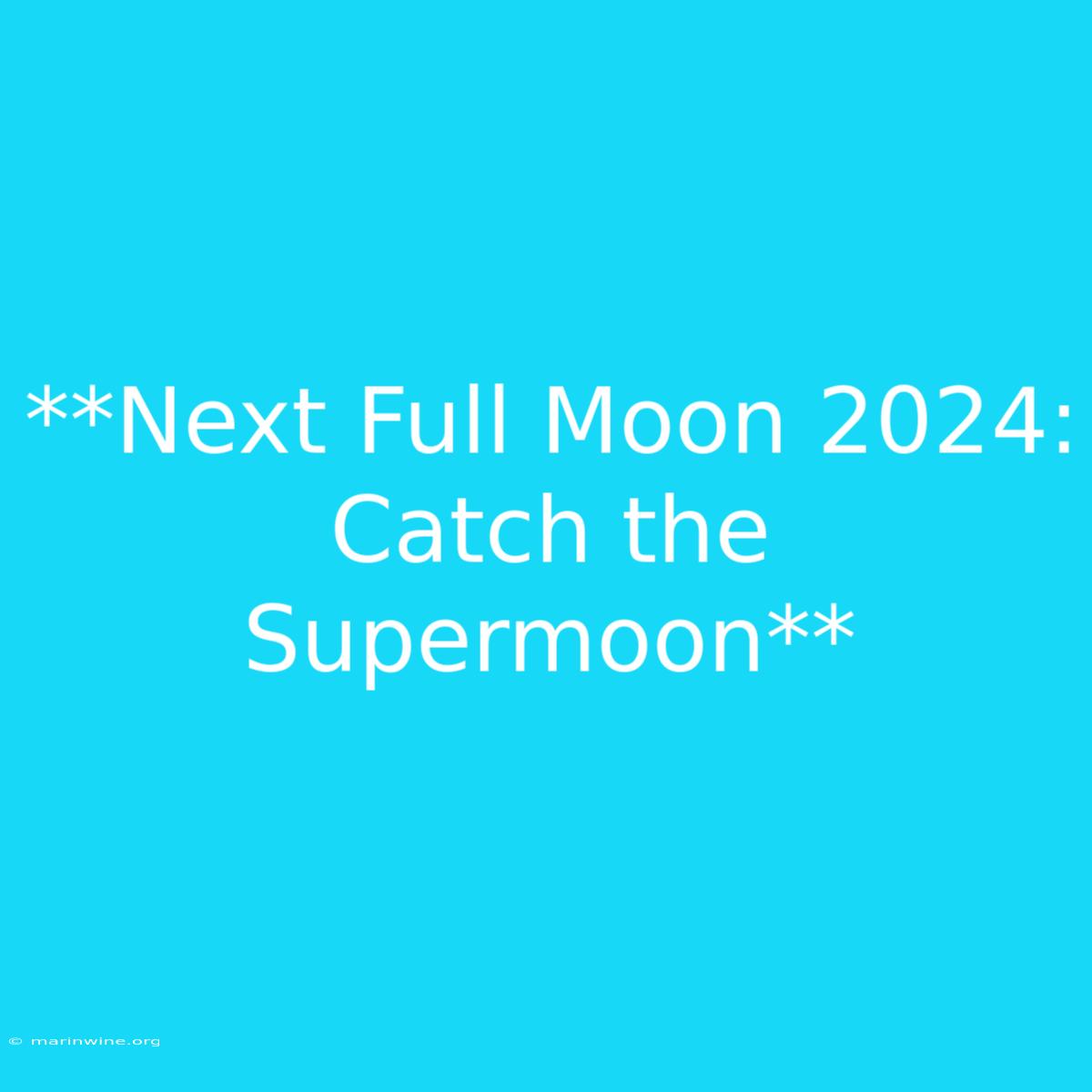 **Next Full Moon 2024: Catch The Supermoon**