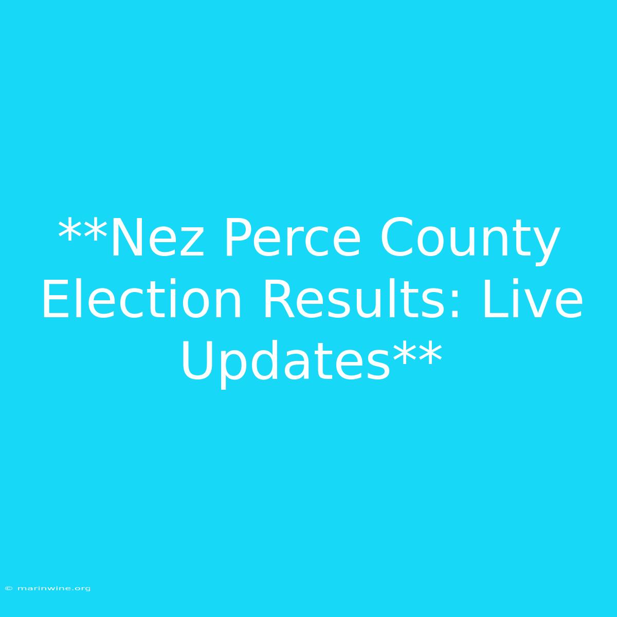 **Nez Perce County Election Results: Live Updates**