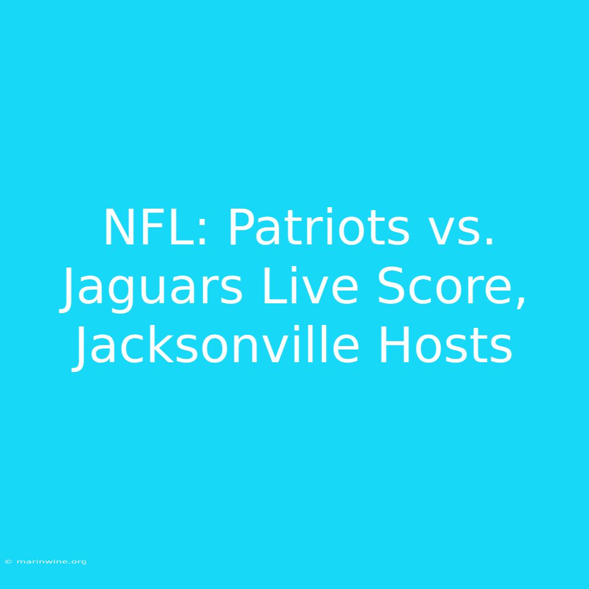 NFL: Patriots Vs. Jaguars Live Score, Jacksonville Hosts