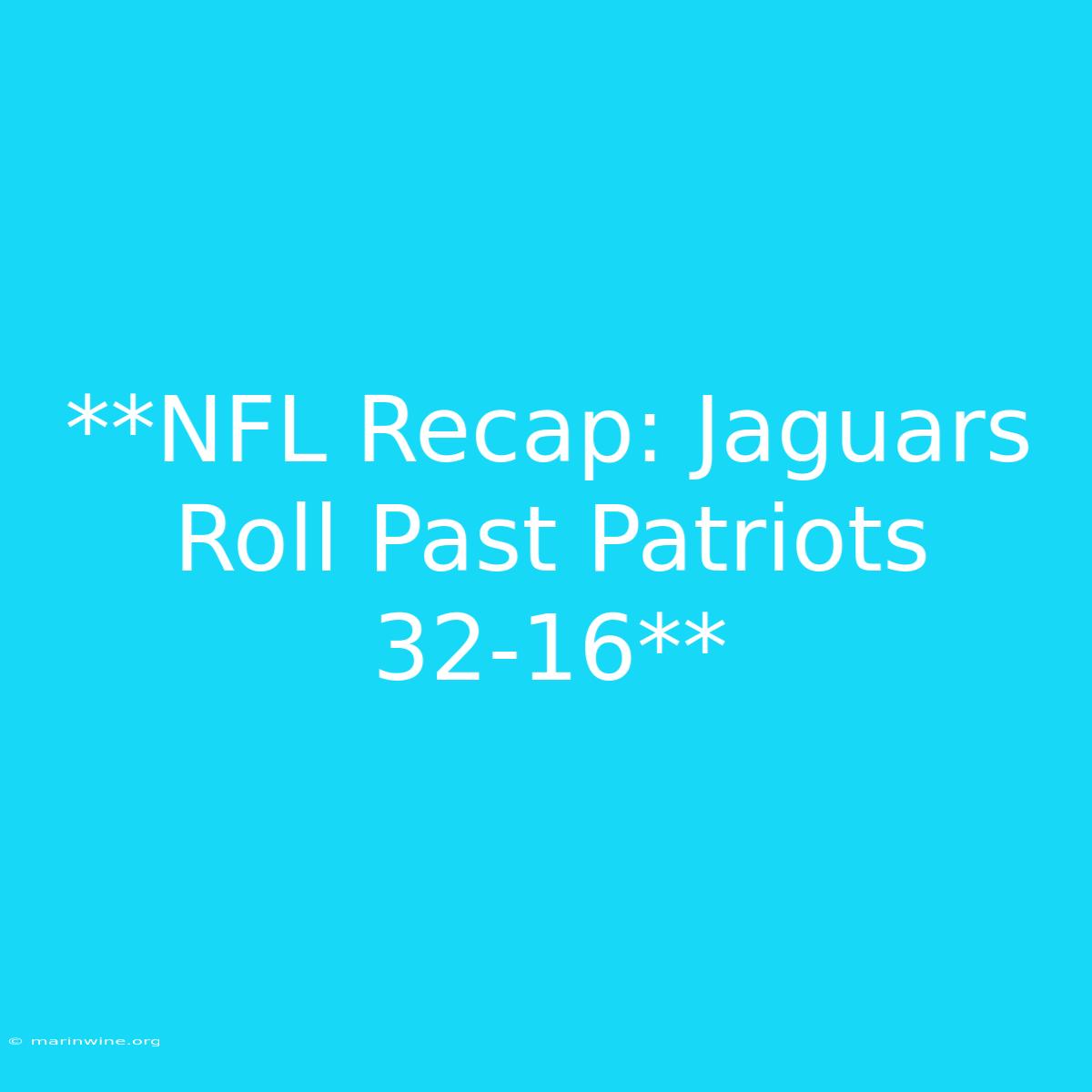 **NFL Recap: Jaguars Roll Past Patriots 32-16**