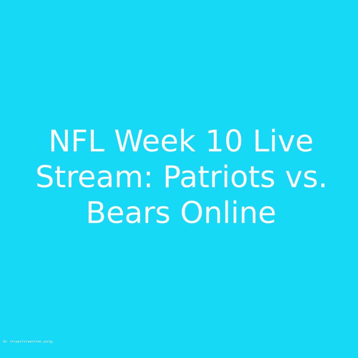 NFL Week 10 Live Stream: Patriots Vs. Bears Online 