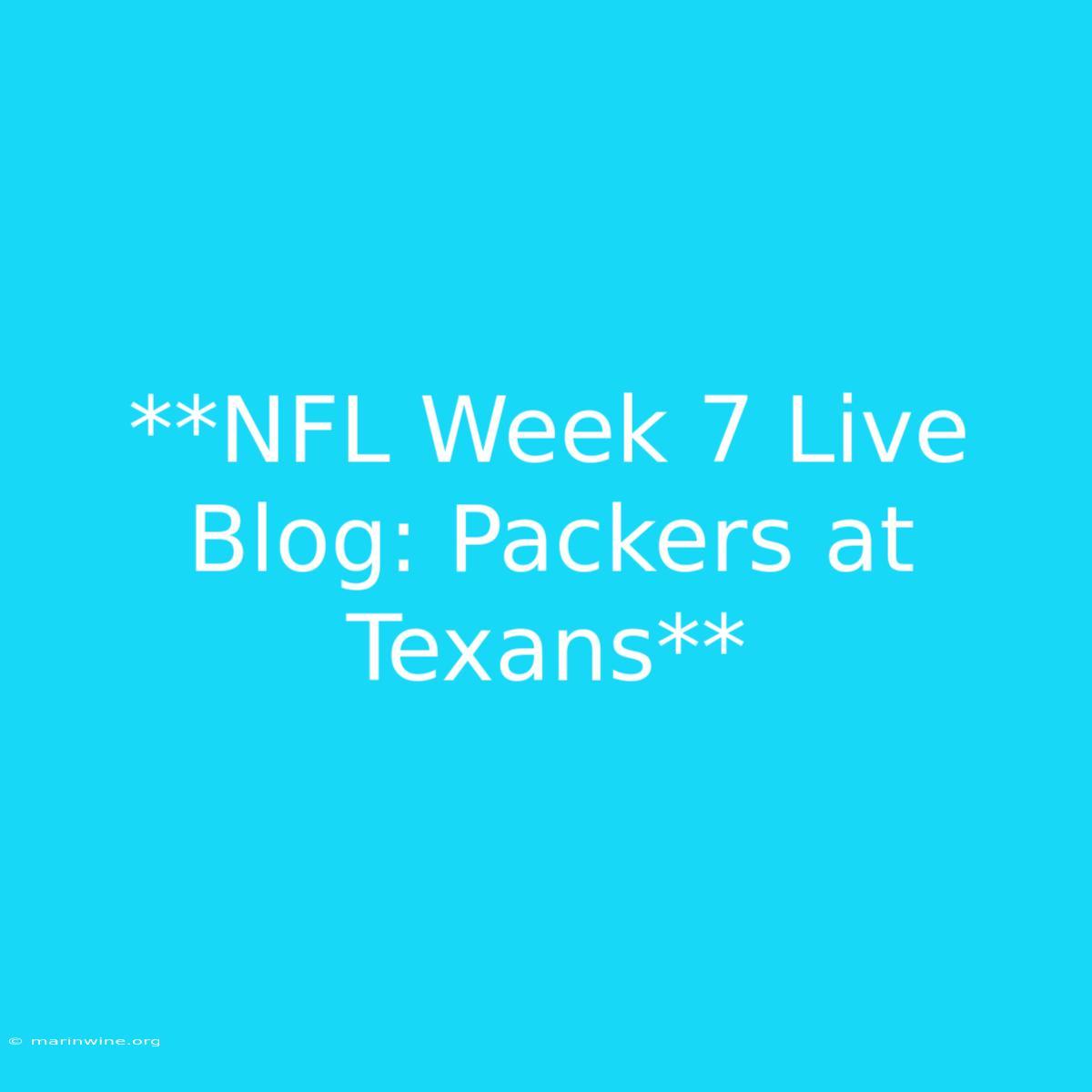 **NFL Week 7 Live Blog: Packers At Texans** 