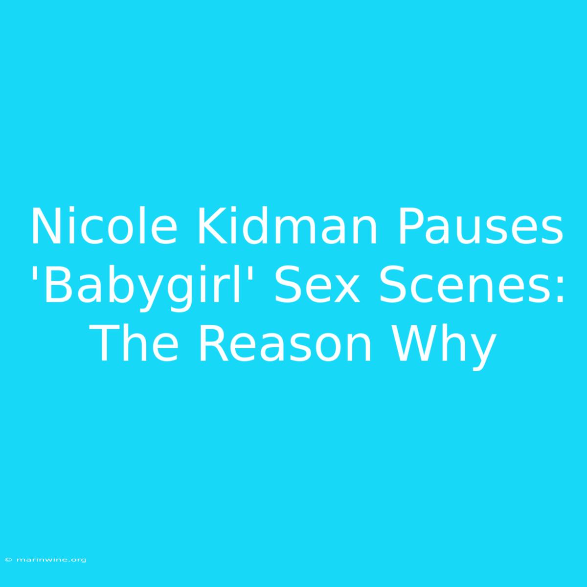 Nicole Kidman Pauses 'Babygirl' Sex Scenes: The Reason Why