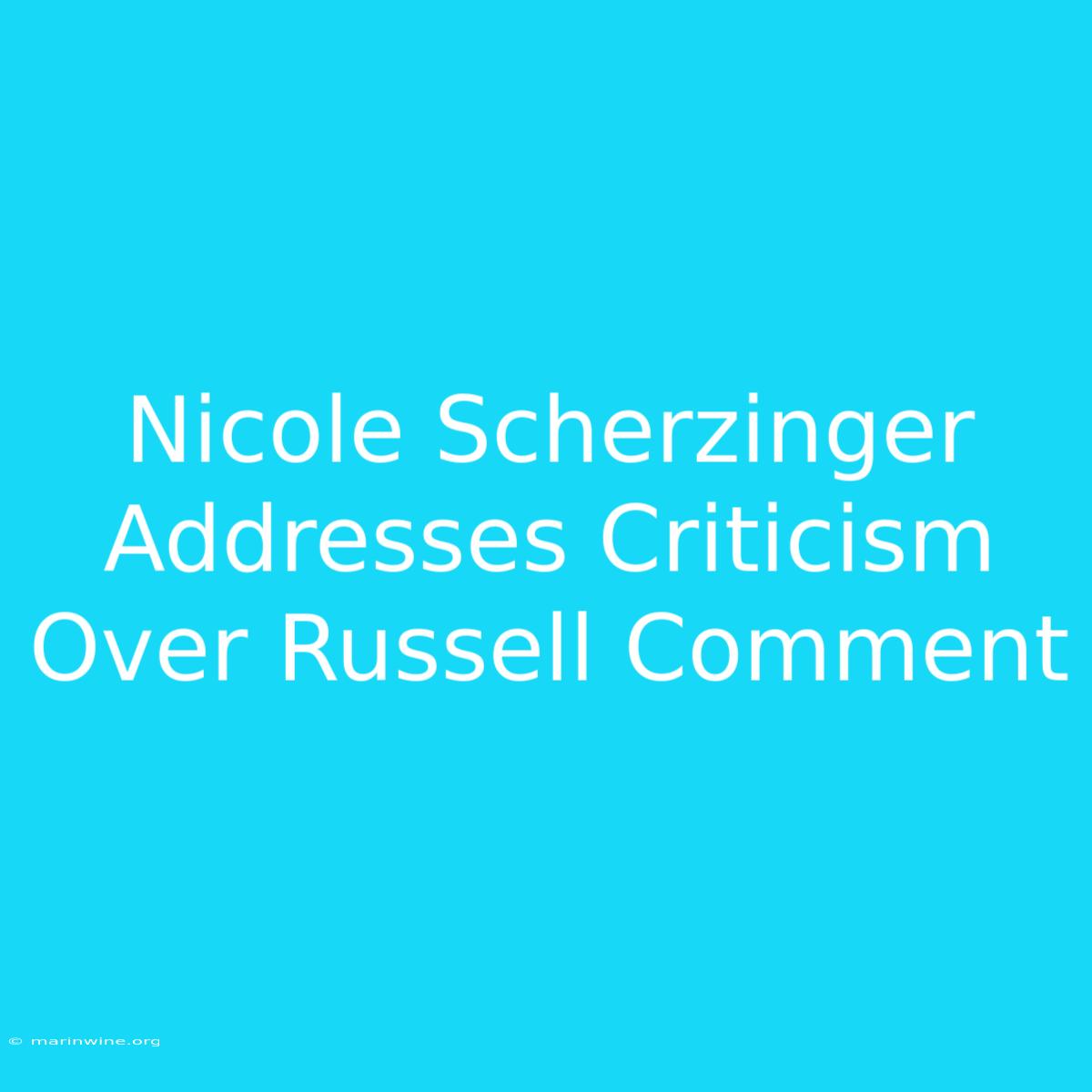 Nicole Scherzinger Addresses Criticism Over Russell Comment