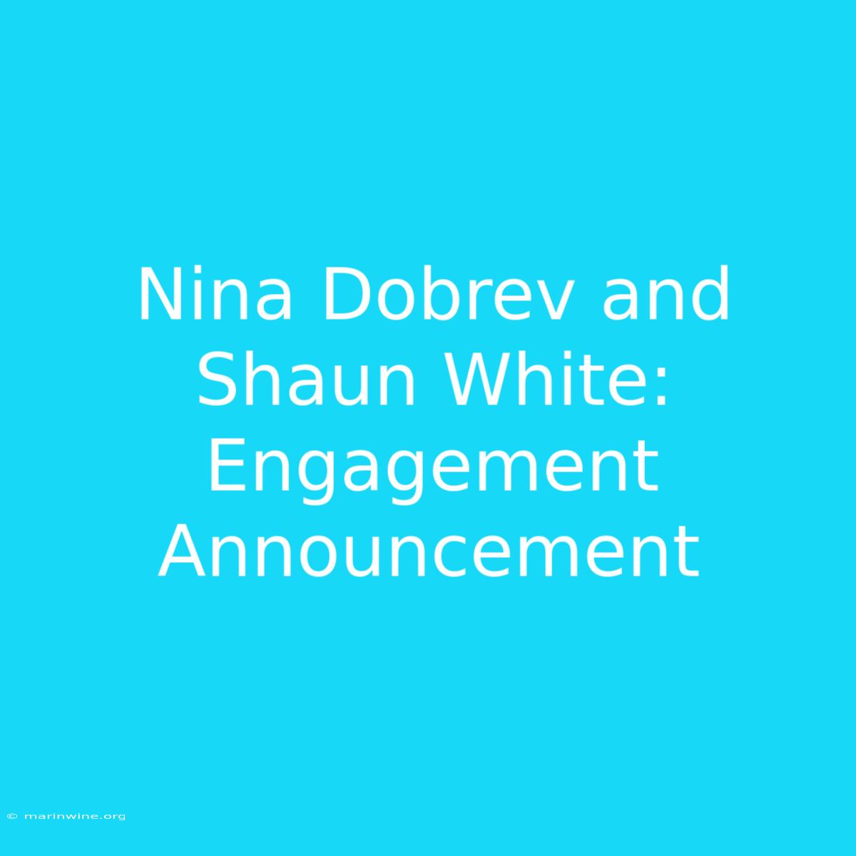 Nina Dobrev And Shaun White:  Engagement Announcement