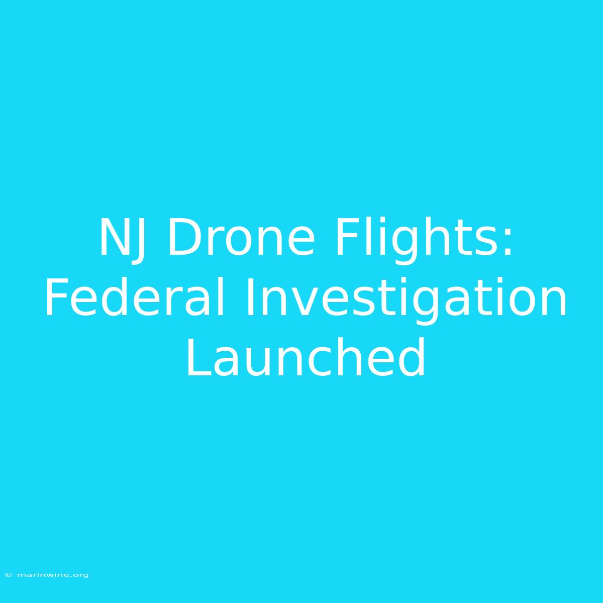 NJ Drone Flights: Federal Investigation Launched