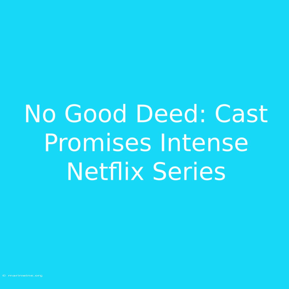 No Good Deed: Cast Promises Intense Netflix Series