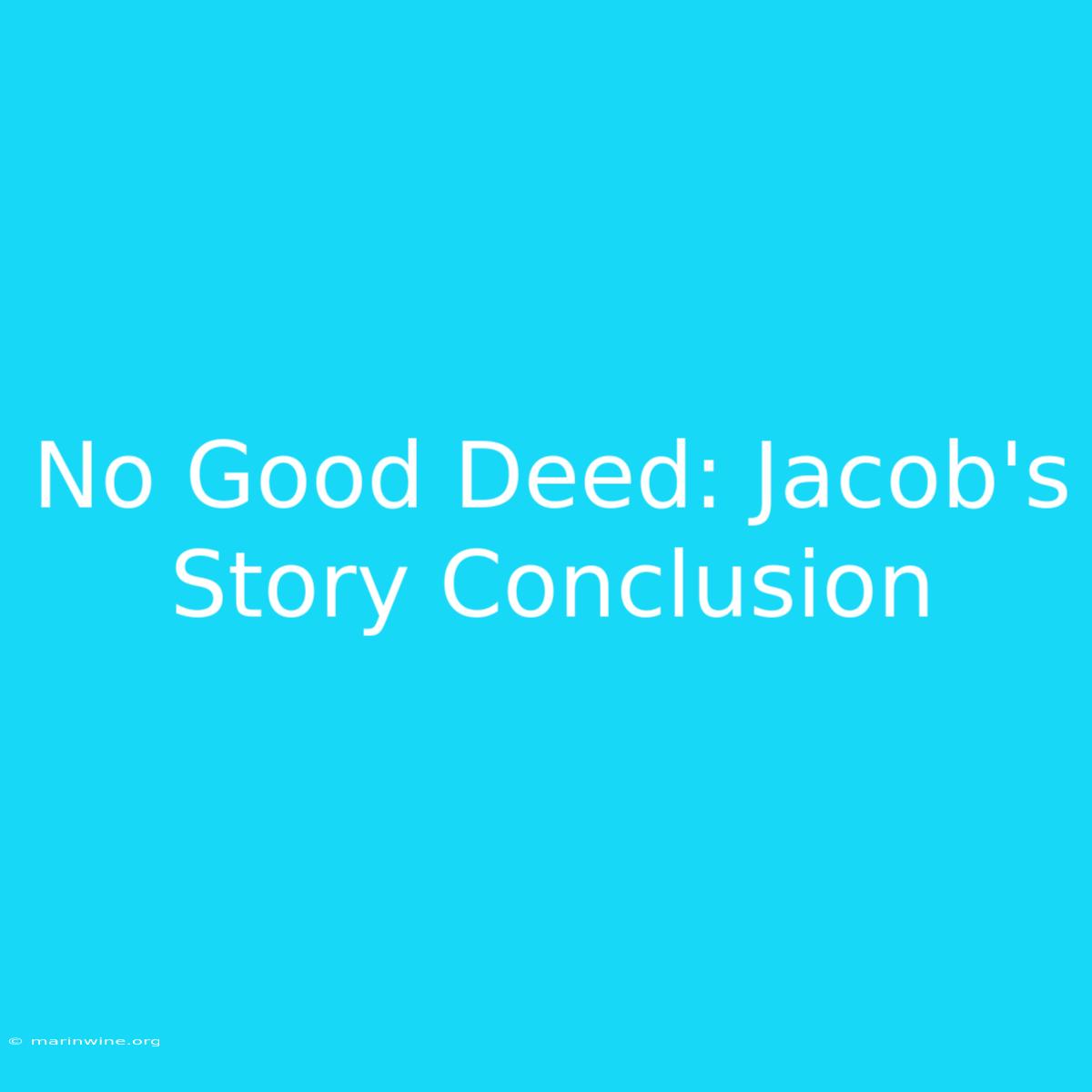 No Good Deed: Jacob's Story Conclusion