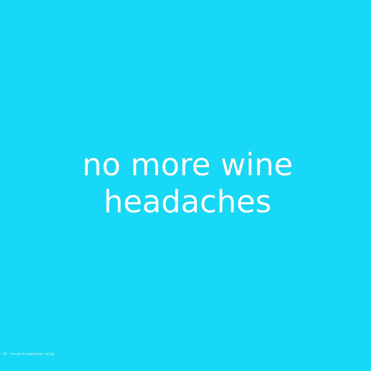 No More Wine Headaches