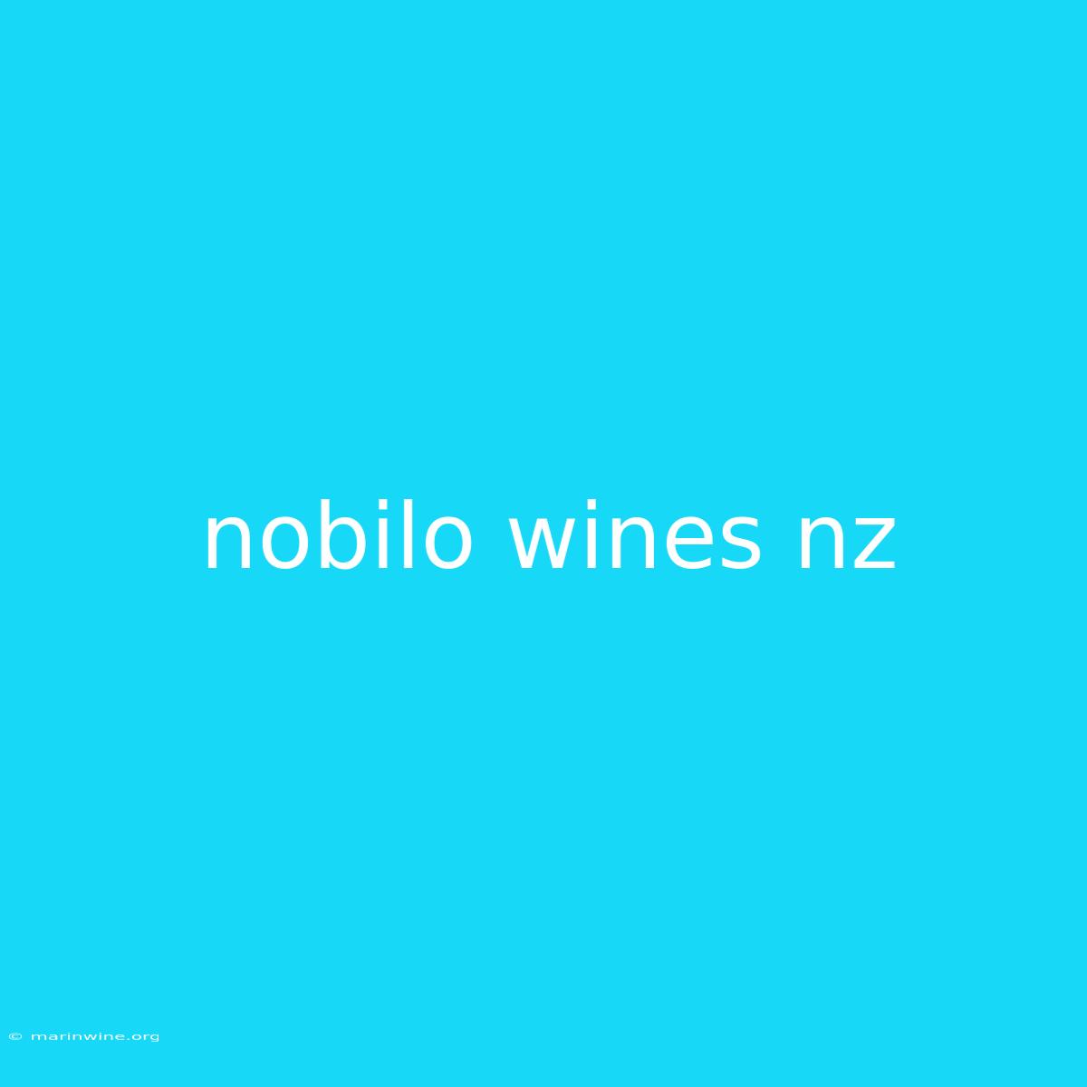 Nobilo Wines Nz