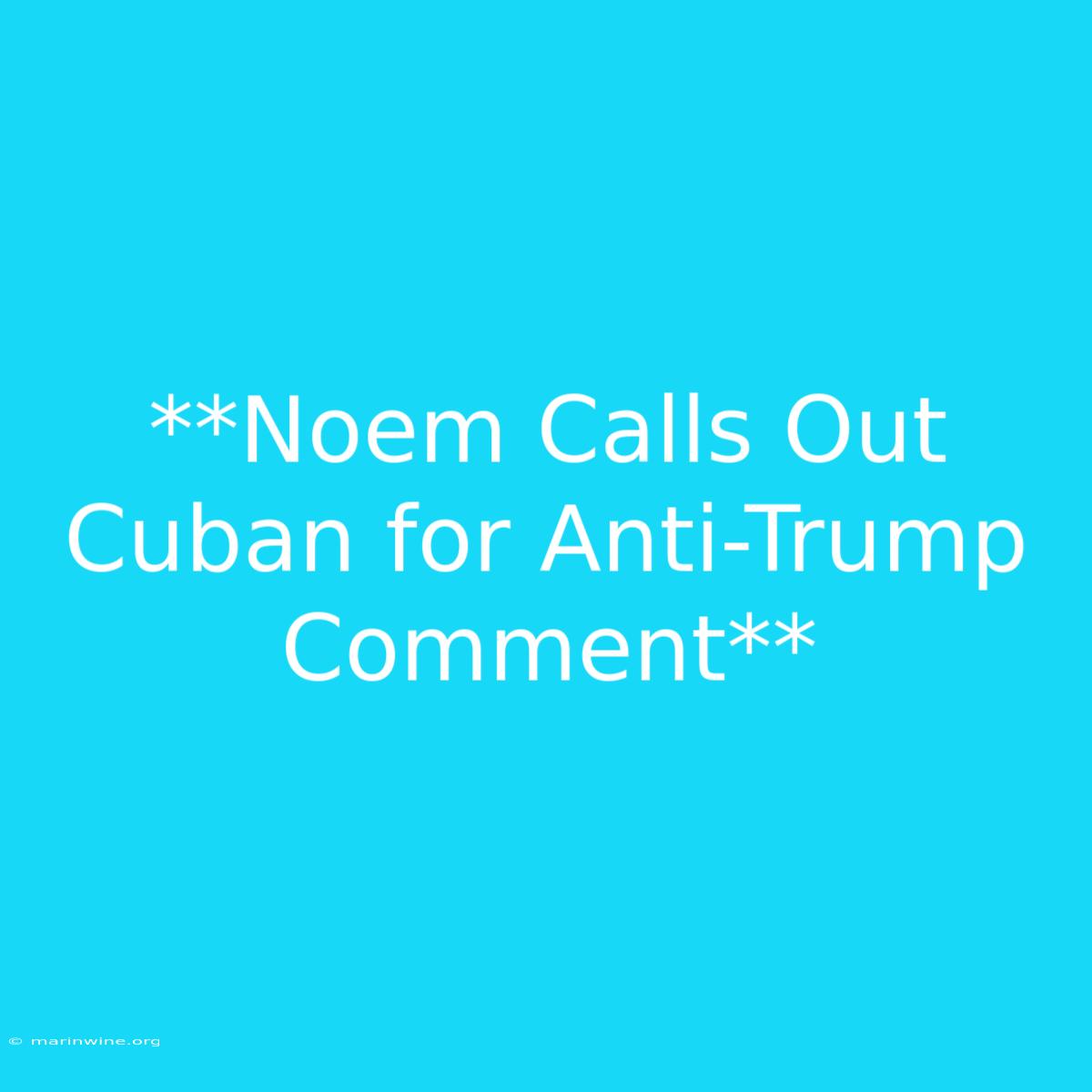 **Noem Calls Out Cuban For Anti-Trump Comment** 