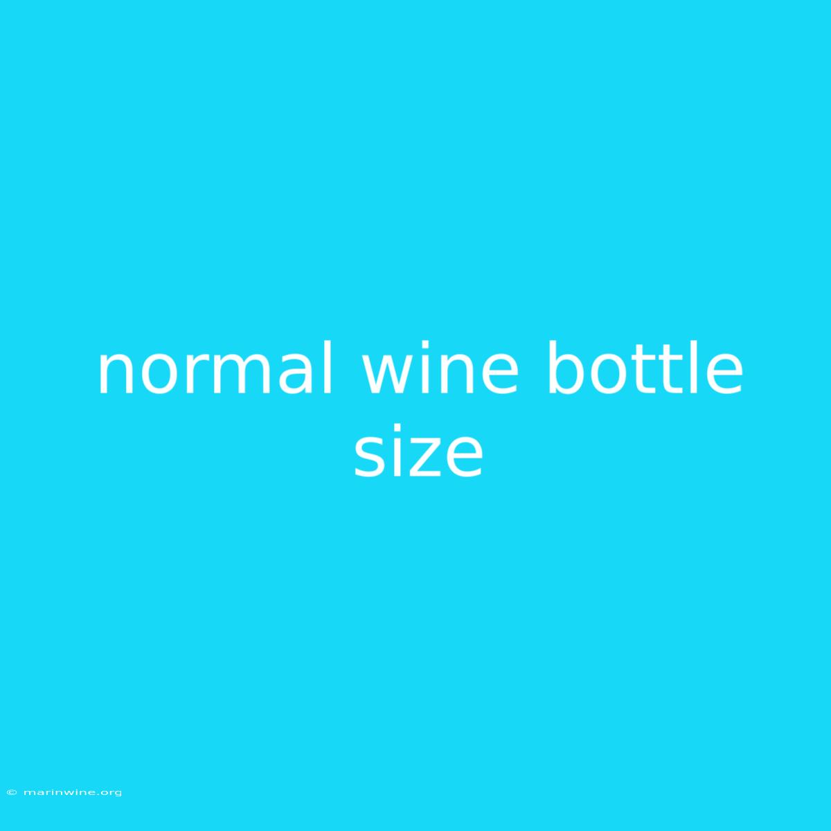 Normal Wine Bottle Size