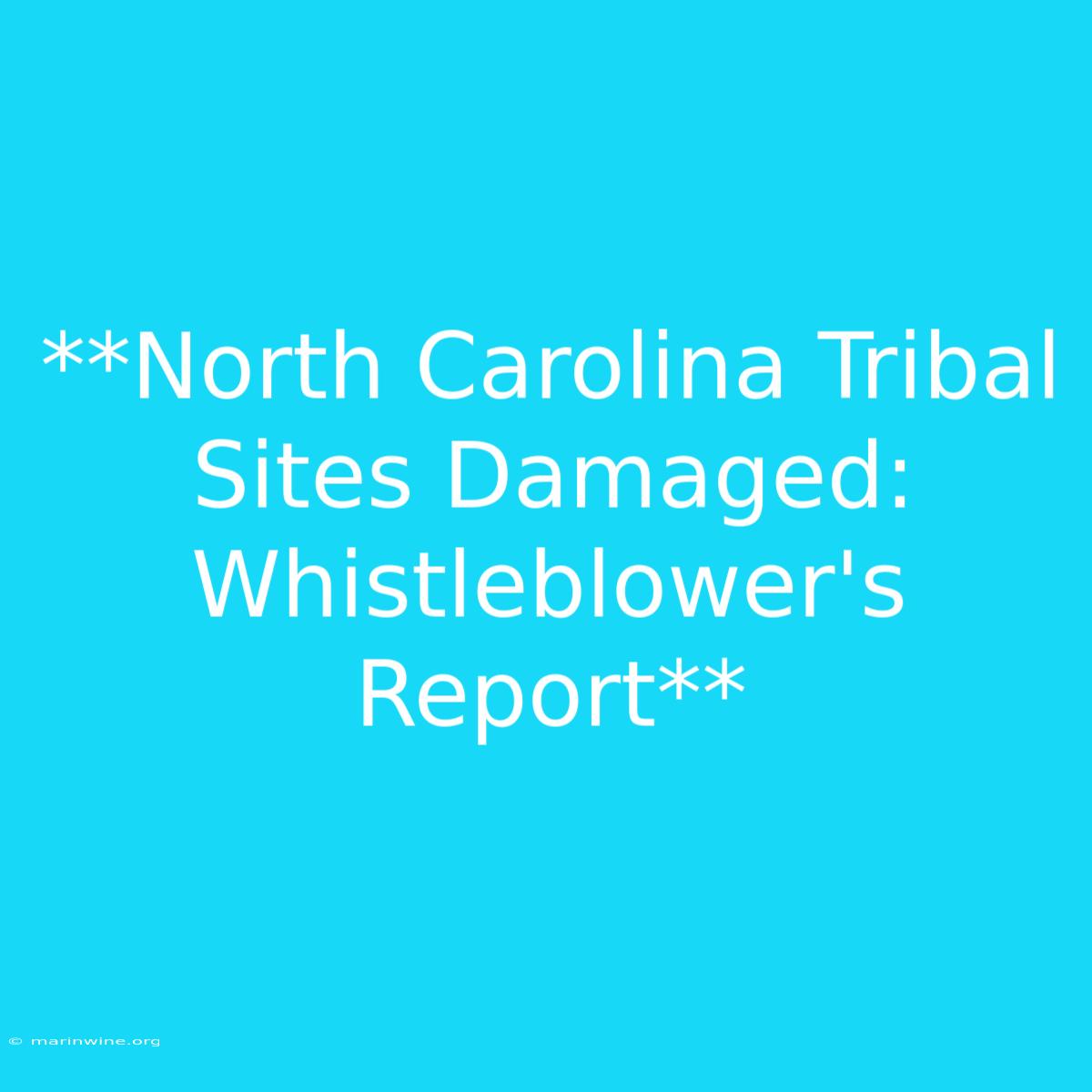 **North Carolina Tribal Sites Damaged: Whistleblower's Report**