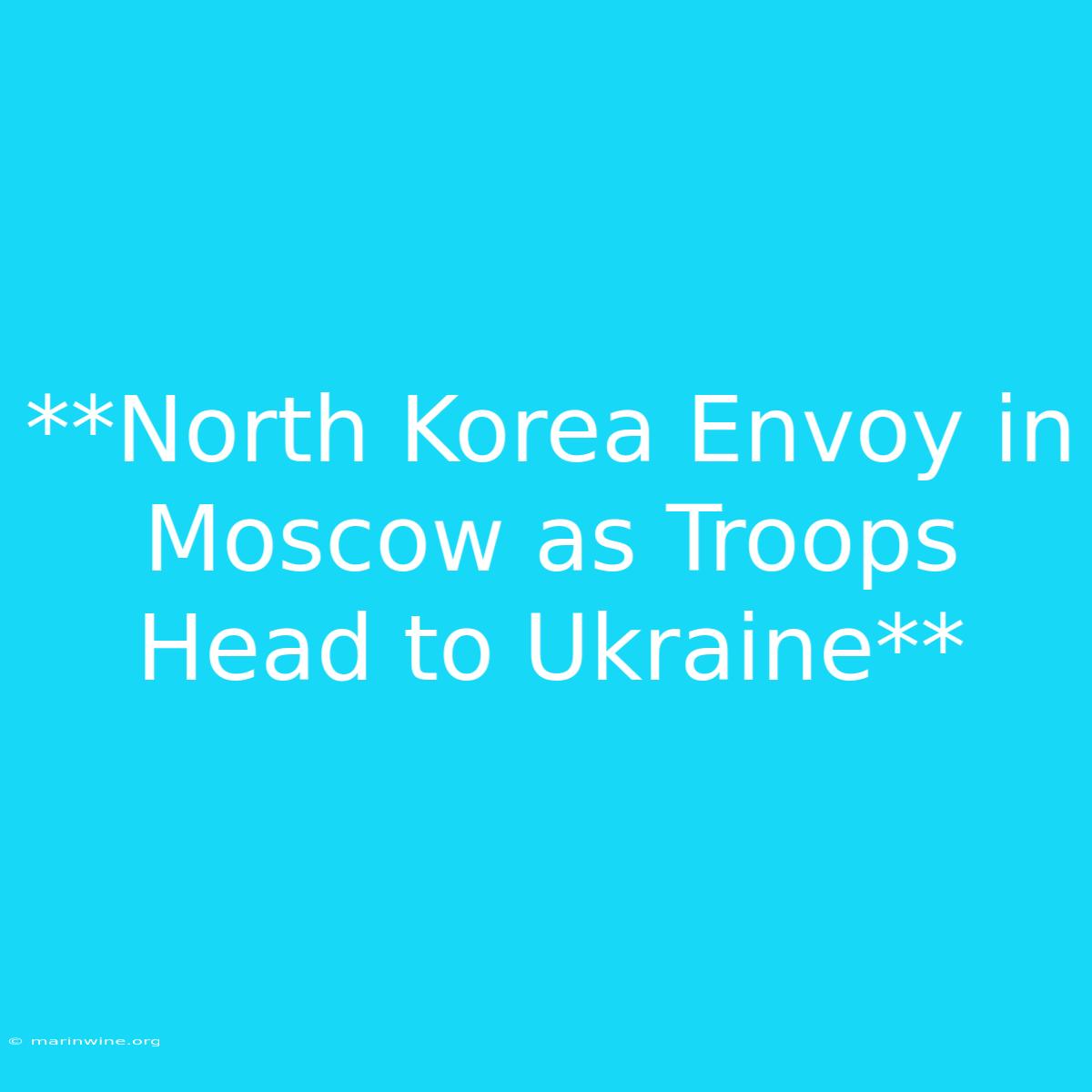 **North Korea Envoy In Moscow As Troops Head To Ukraine**