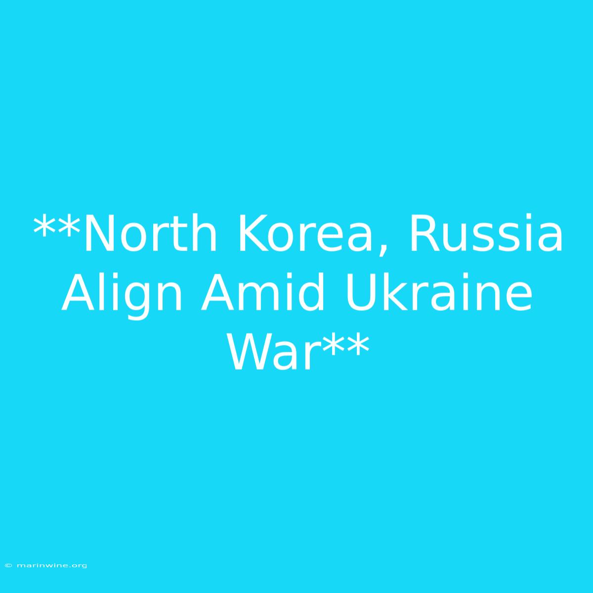 **North Korea, Russia Align Amid Ukraine War**