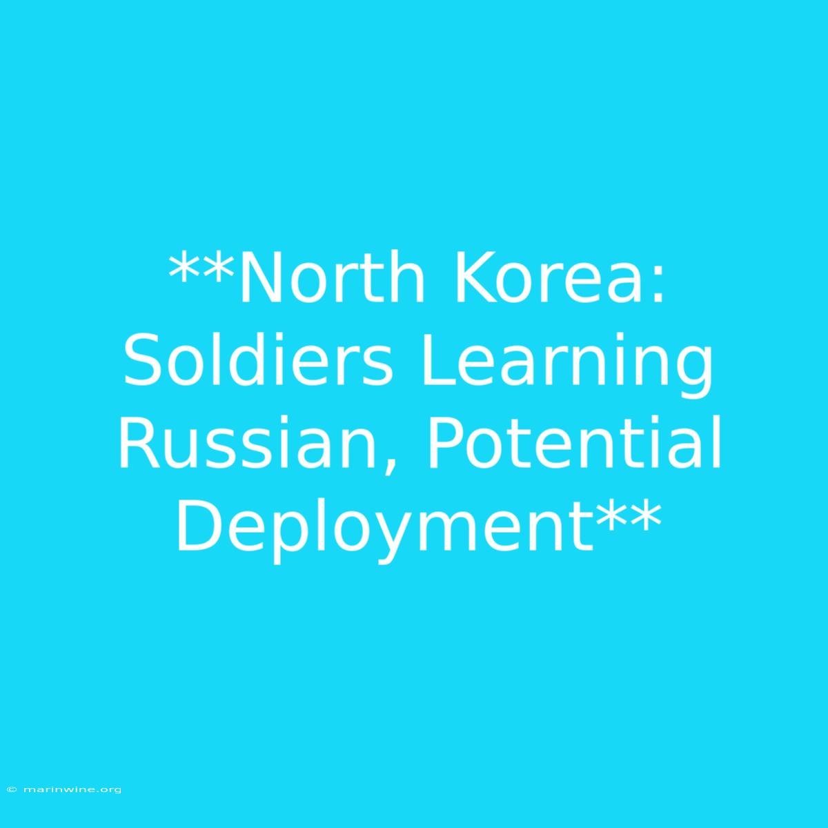 **North Korea: Soldiers Learning Russian, Potential Deployment** 