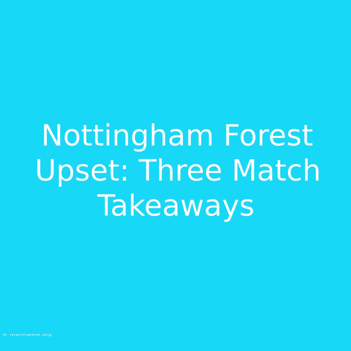 Nottingham Forest Upset: Three Match Takeaways