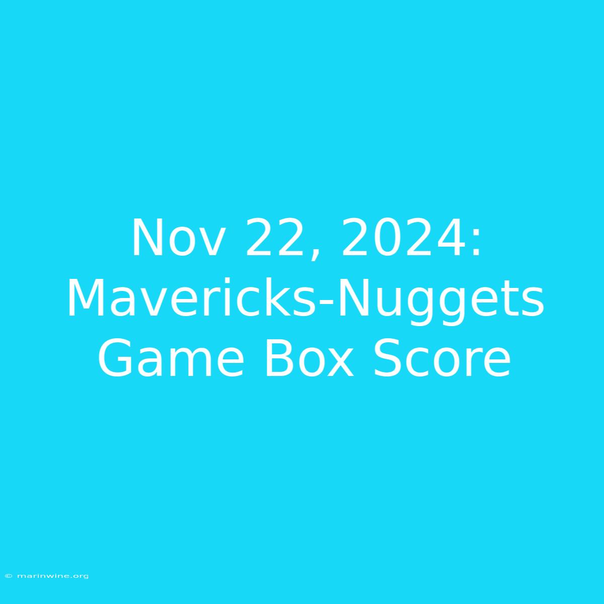 Nov 22, 2024: Mavericks-Nuggets Game Box Score