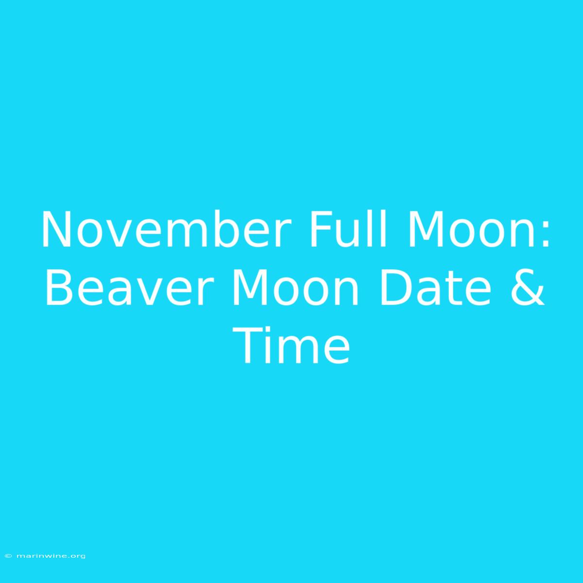 November Full Moon: Beaver Moon Date & Time