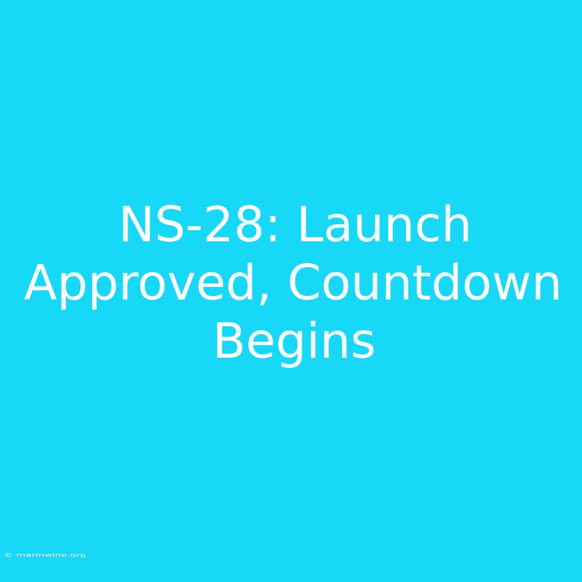 NS-28: Launch Approved, Countdown Begins