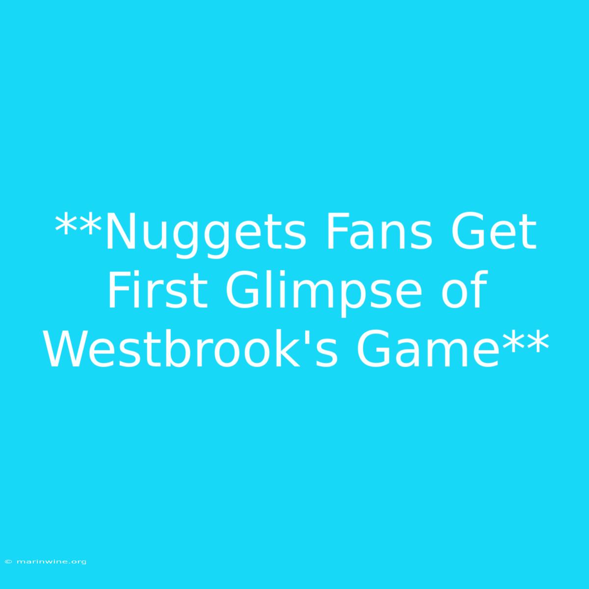 **Nuggets Fans Get First Glimpse Of Westbrook's Game** 