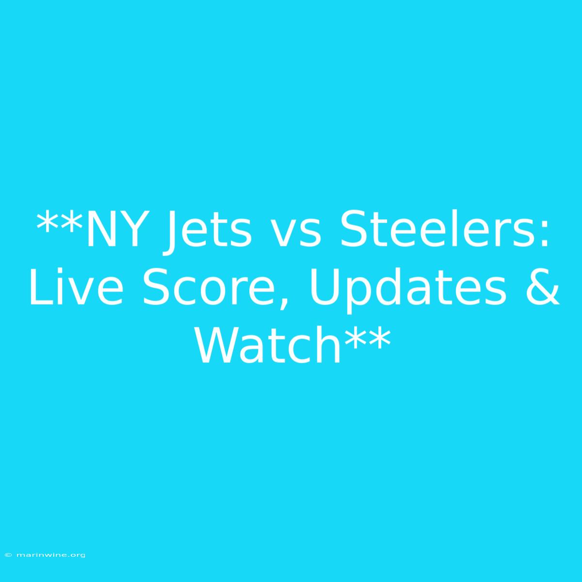 **NY Jets Vs Steelers: Live Score, Updates & Watch**