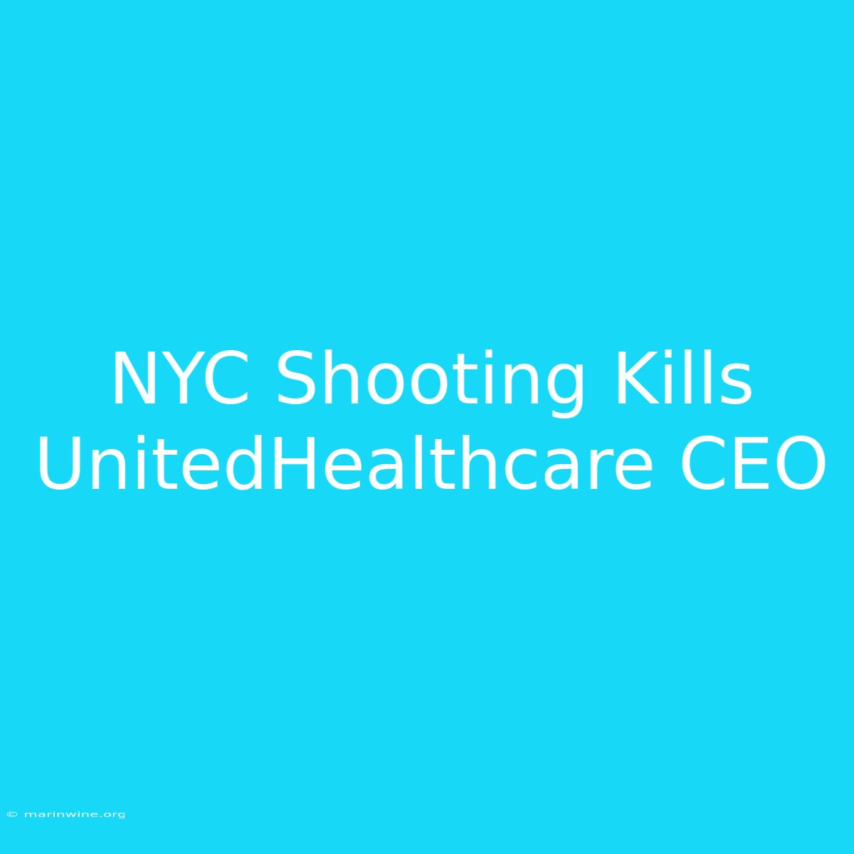 NYC Shooting Kills UnitedHealthcare CEO