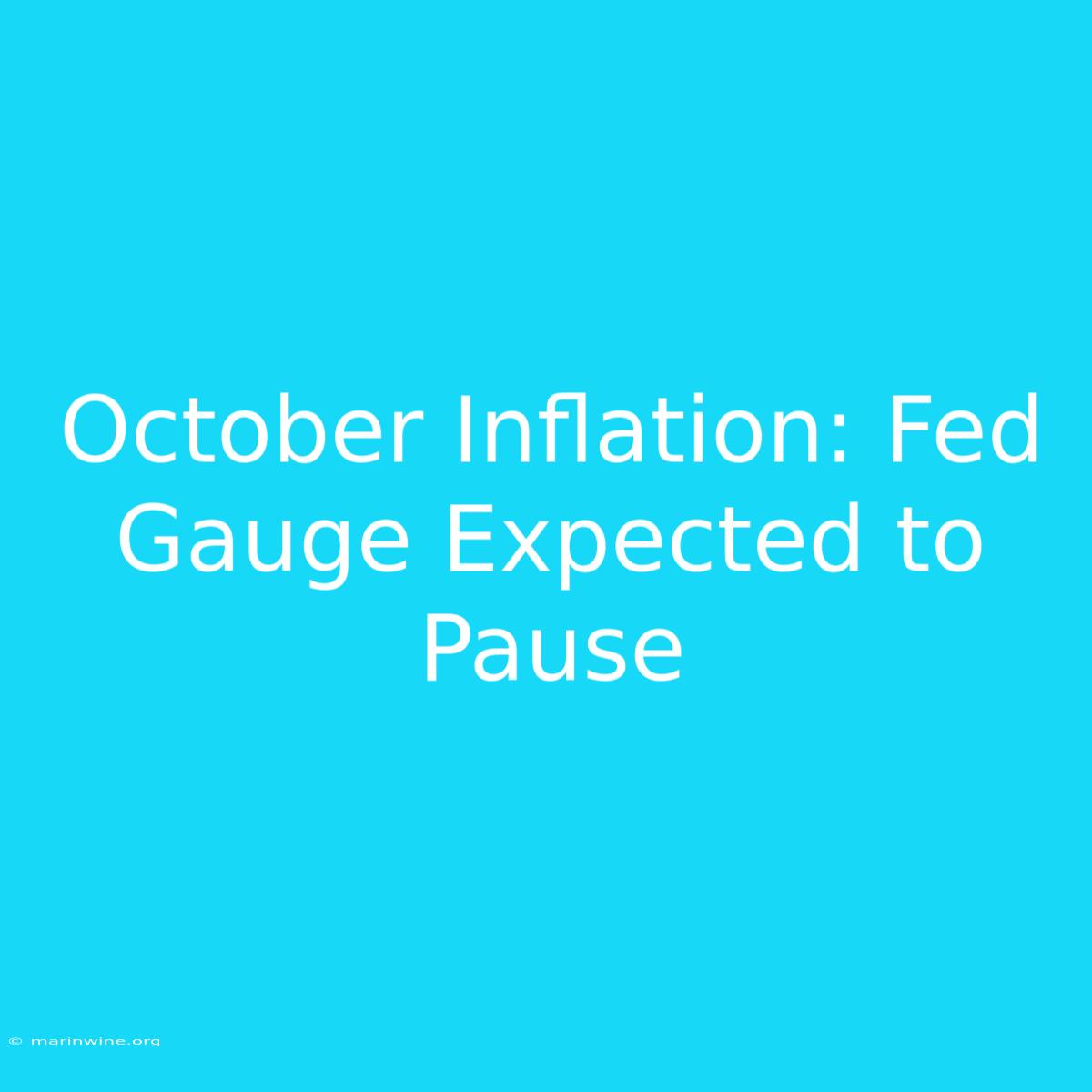 October Inflation: Fed Gauge Expected To Pause