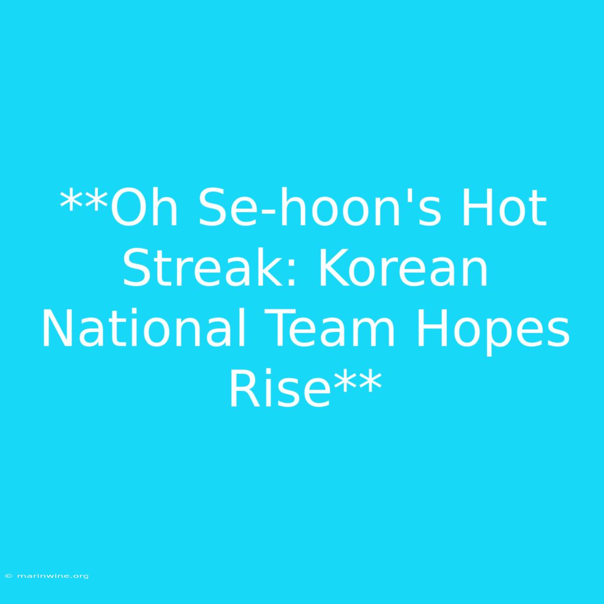 **Oh Se-hoon's Hot Streak: Korean National Team Hopes Rise** 