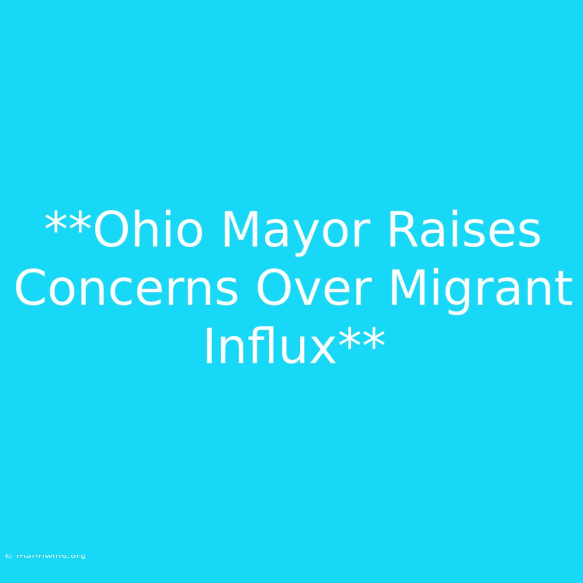 **Ohio Mayor Raises Concerns Over Migrant Influx**