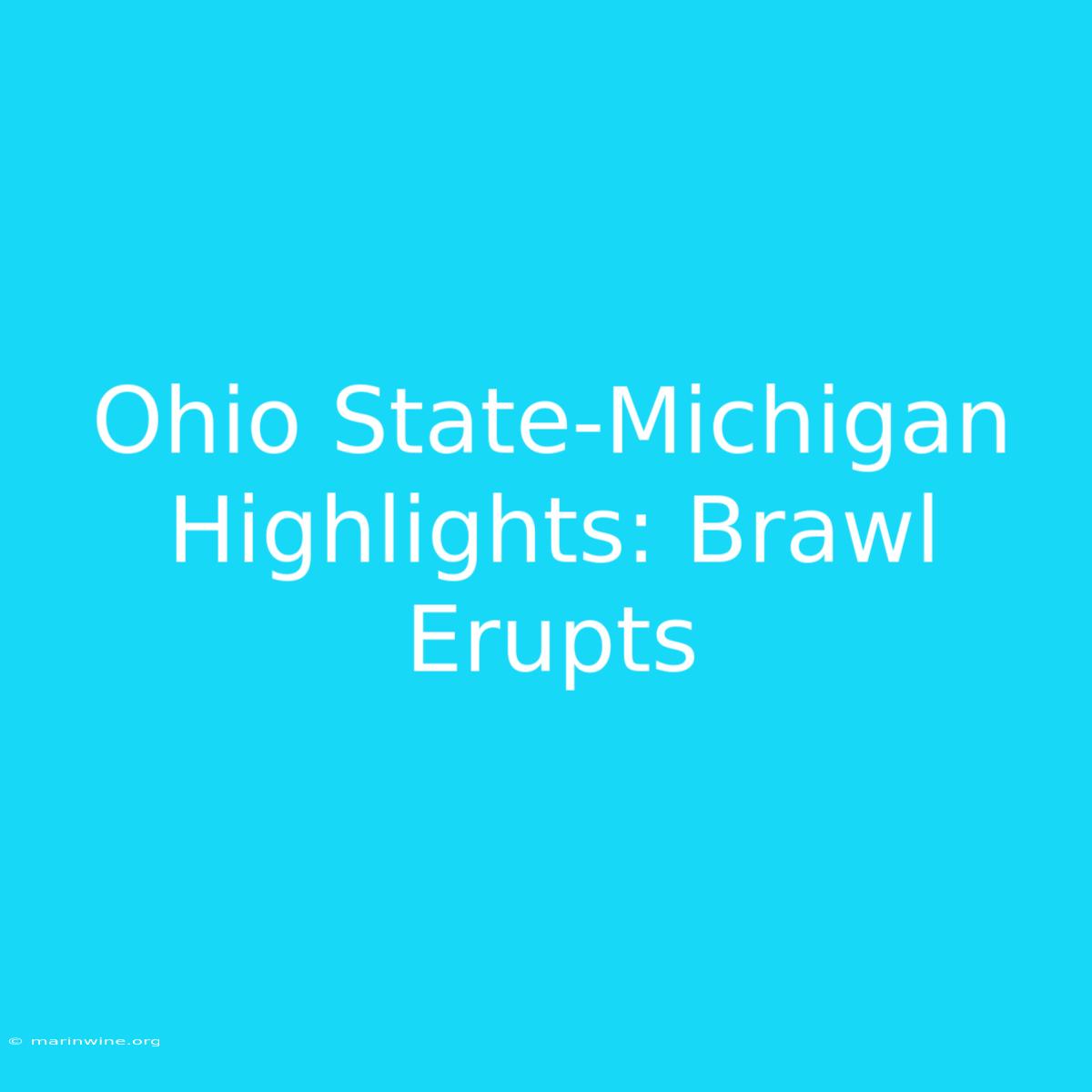 Ohio State-Michigan Highlights: Brawl Erupts