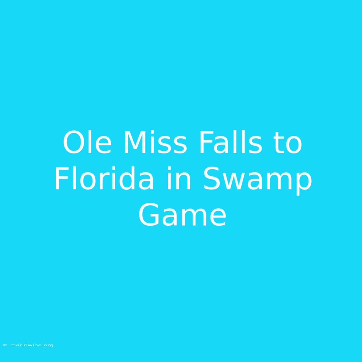 Ole Miss Falls To Florida In Swamp Game