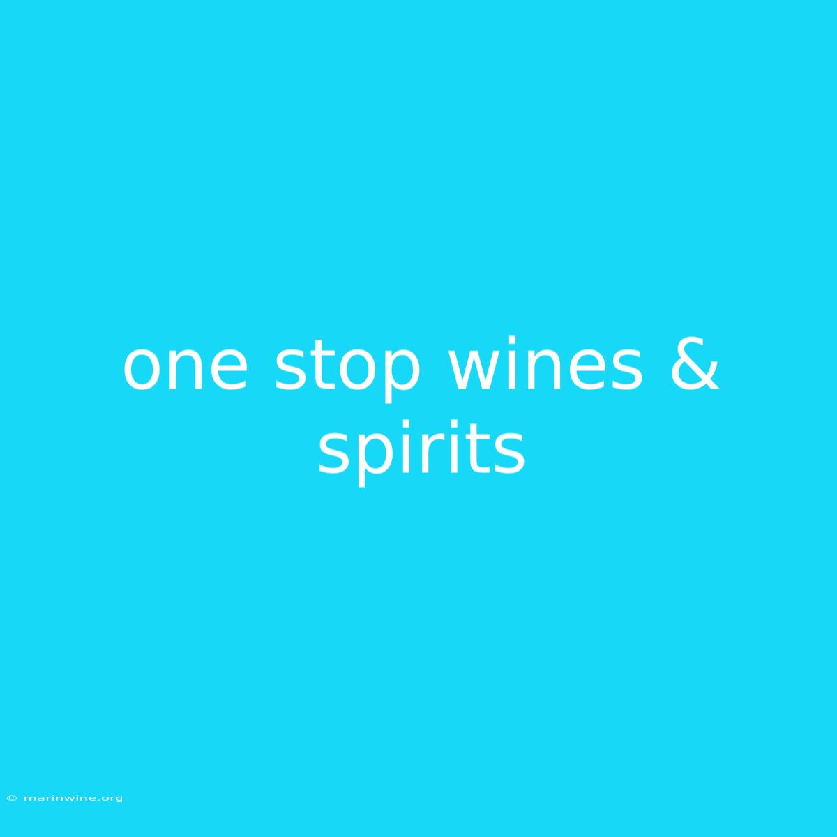 One Stop Wines & Spirits